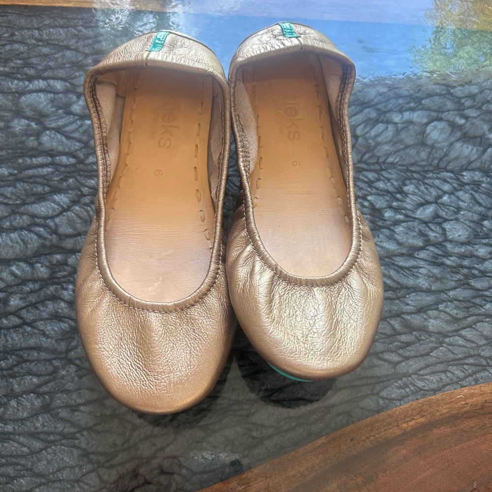 Tieks size 36, light bronze, lightly worn